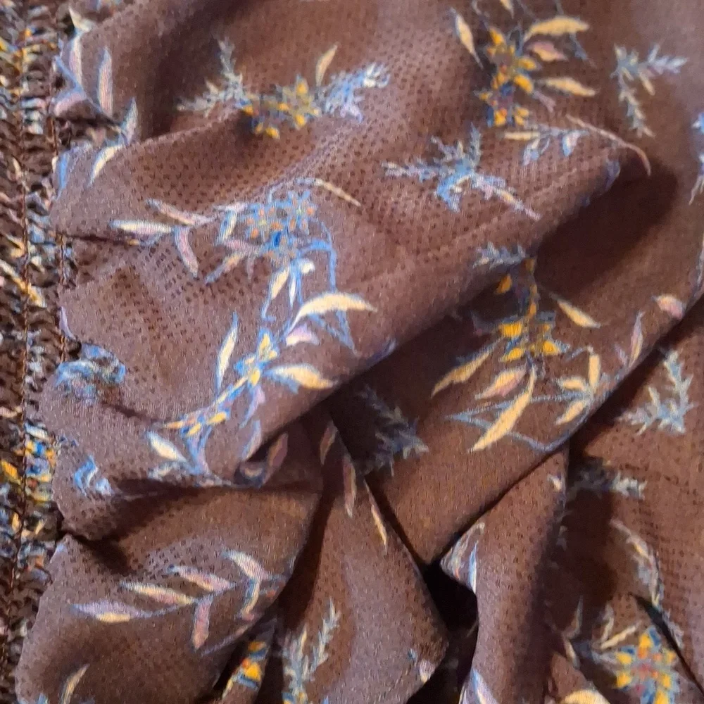 Free People Purple Floral Boho Off-Shoulder Babydoll Top Sz S - Picture 5 of 6